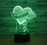 Lover Heart 3D Illusion Led stolní lampa se 7 změnami barvy LED stolní lampa Dekorace Lover Rose