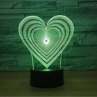 Lover Heart 3D Illusion Led Table Lamp 7 Color Change LED Desk Light Lamp Lover Heart Decoration Gifts