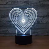 Lover Heart 3D Illusion Led stolní lampa 7 změn barvy LED stolní lampa Lover Heart Dekorace dárky