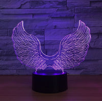 Supernatural Castiel Wing Angel Wings 3D Illusion Led Table Lamp 7 Color Change LED Desk Light Lamp Supernatural Birthday Gifts Christmas Gifts