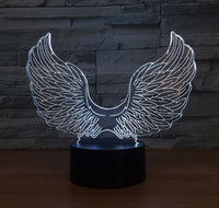 Supernatural Castiel Wing Angel Wings 3D Illusion Led stolní lampa 7 změn barvy LED stolní lampa Supernatural dárky k narozeninám Vánoční dárky