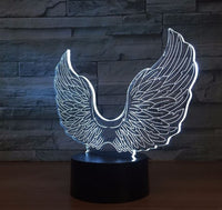 Supernatural Castiel Wing Angel Wings 3D Illusion Led Table Lamp 7 Color Change LED Desk Light Lamp Supernatural Birthday Gifts Christmas Gifts