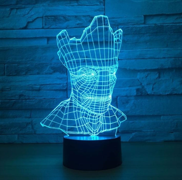 Groot 3D Illusion Led stolní lampa 7 změn barvy LED stolní lampa Groot Dárky k narozeninám Vánoční dárky