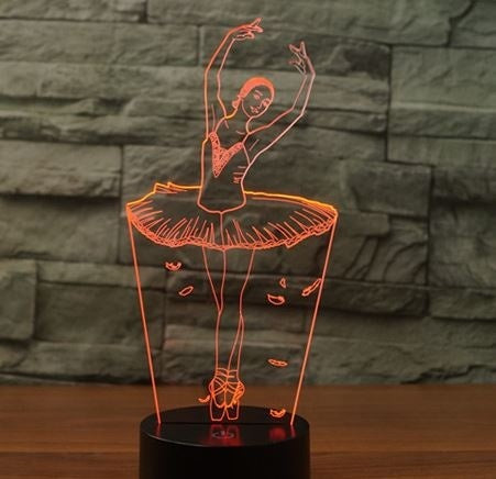 Baletní tanečnice 3D Illusion Led Stolní lampa 7 Změna barvy LED Stolní Světelná lampa Dekorace baletky Dárky