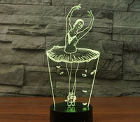 Ballet dancer 3D Illusion Led Table Lamp 7 Color Change LED Desk Light Lamp Ballet dancer decoration Gifts