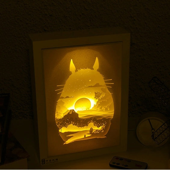 My neighbor totoro 3D Paper Carving Light Warm Night LED Light Lamp LED Desk Light Lamp Decoration Totoro Gifts Children Gift Birthday Gifts Christmas Gifts