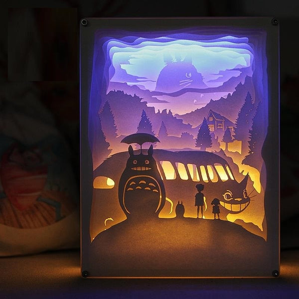 Můj soused totoro 3D vyřezávání z papíru Světlo Teplá noční LED světelná lampa LED Stolní světelná lampa Dekorace Totoro Dárky Děti Dárky Dárky k narozeninám Vánoční dárky