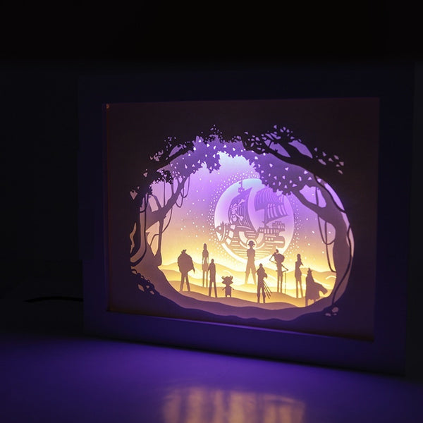 Jeden kus Luffy 3D Paper Carving Světlo Teplá noční LED světelná lampa LED Stolní světelná lampa Dekorace Jeden kus Dárky Děti Dárky Dárky k narozeninám Vánoční dárky