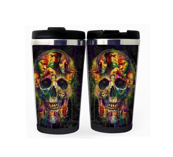 The Walking Dead Skull Nerezová ocel 380 ml Káva Šálek čaje Hrnek na kávu Pivo Stein Walking Dead Dárky k narozeninám Vánoční dárky