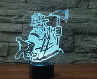 Firefighters 3D Illusion Led Table Lamp 7 Color Change LED Desk Light Lamp Firefighters Birthday Gifts Christmas Gifts