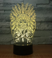 The indians Skull 3D Illusion Led Table Lamp 7 Color Change LED Desk Light Lamp The indians Skull Birthday Gifts Christmas Gifts