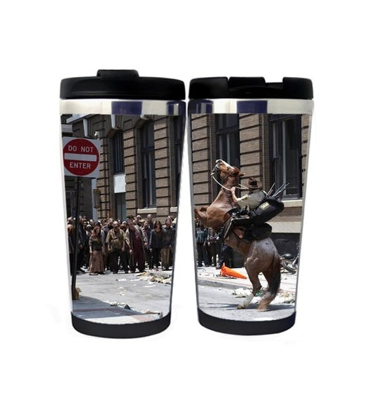 The Walking Dead Šálek Rick Grimes Nerezová ocel 400 ml Káva Šálek čaje Pivo Stein Walking Dead Dárky k narozeninám Vánoční dárky