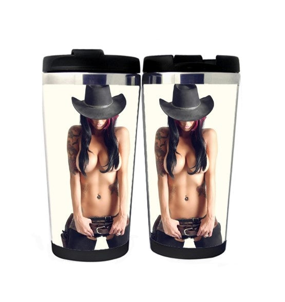 Sexy cowgirl Mug Stainless Steel 400ml Coffee Tea Cup Beer Stein cowgirl Birthday Gifts Christmas Gifts