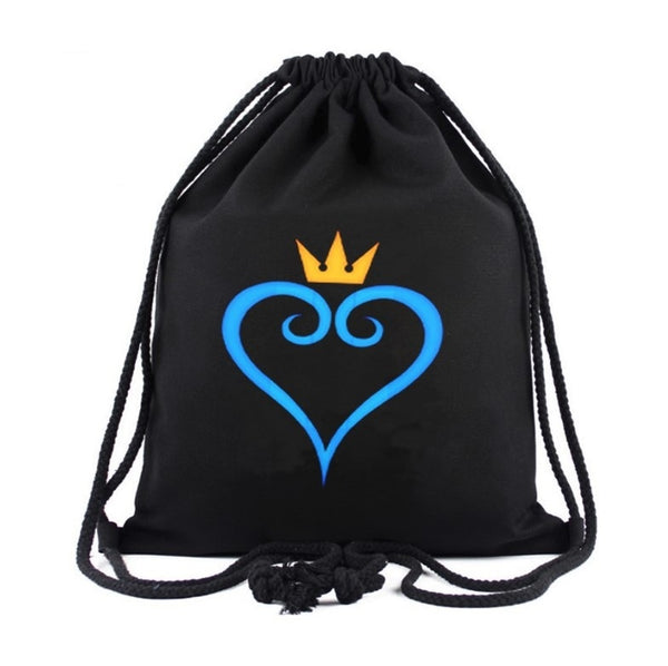 Kingdom Hearts Cotton Student Backpack School Bag Shopping Drawstring Bags