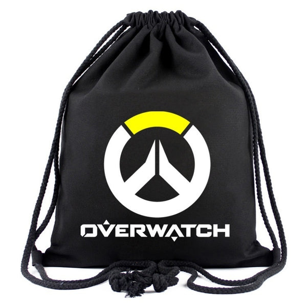 Overwatch Bavlněný studentský batoh Školní taška Nákupní tašky se stahovací šňůrkou