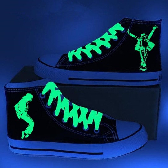 Michael Jackson Luminous High Top Canvas Shoes Unisex Lighted