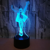 মাইকেল জ্যাকসন 3D ইলিউশন LED টেবিল ল্যাম্প 7 রঙ পরিবর্তন এলইডি ডেস্ক লাইট ল্যাম্প মাইকেল জ্যাকসন জন্মদিনের উপহার ক্রিসমাস উপহার