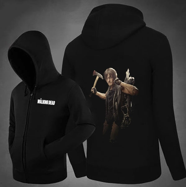The Walking Dead Daryl Dixon Zipper Hoodie Coats Outwear Hooded Jacket Sweater Pullover Daryl Dixon Gifts Christmas Gifts