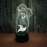 Mermaid 3D Illusion Led Table Lamp 7 Color Change LED Desk Light Lamp Mermaid Birthday Gifts Christmas Gifts