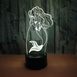 Mořská panna 3D Illusion LED stolní lampa 7 změn barvy LED stolní lampa Mořská panna dárky k narozeninám vánoční dárky