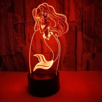 Mořská panna 3D Illusion LED stolní lampa 7 změn barvy LED stolní lampa Mořská panna dárky k narozeninám vánoční dárky