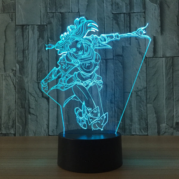 League of Legends LOL Luxanna Crownguard The Lady of Luminosity 3D Illusion Led Table Lamp 7 Color Change LED Desk Light Lamp Gifts
