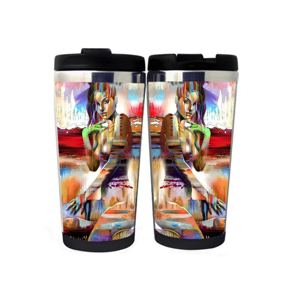 Abstract Sexy Girls Nude Woman Travel Mug Stainless Steel Insulated Tumbler 400ml Coffee Tea Cup Funny Gifts Christmas Gifts
