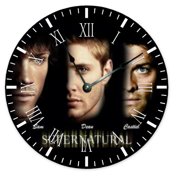 Supernatural Sam Dean Castiel Angel Wall Clock Bedroom Living Room Clock Wooden Unique Clock Home Decoration Supernatural Gifts