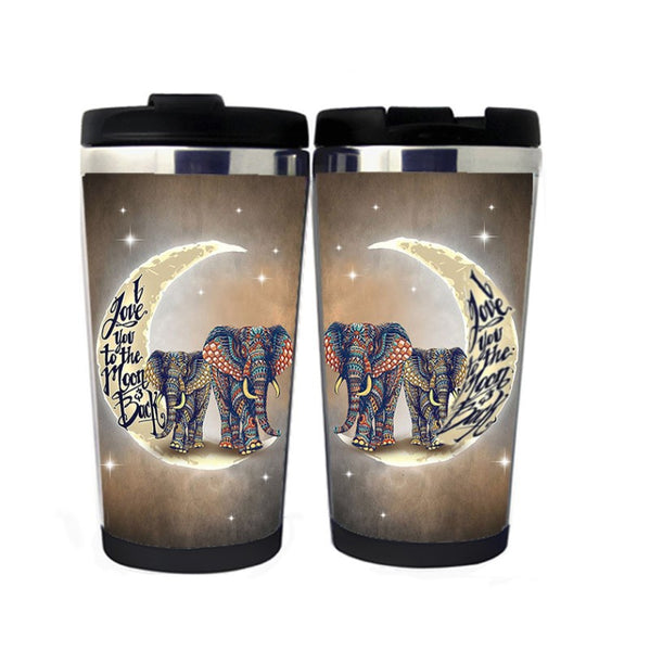 I Love You To The Moon And Back Mug Elephant Tumbler Stainless Steel Camping Sports Drink Bottle Love gifts Boyfriend Gifts, Gifts for men, Husband gifts, Gifts for him