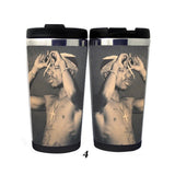 2PAC Tupac Amaru Shakur Hip-Hop loutkový hrnek pohárek Nerezová ocel Camping Sportovní láhev na pití Dárky