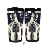 2PAC Tupac Amaru Shakur Hip-Hop Puppet Mug Tumbler Stainless Steel Camping Sports Drink Bottle Gifts