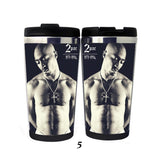2PAC Tupac Amaru Shakur Hip-Hop loutkový hrnek pohárek Nerezová ocel Camping Sportovní láhev na pití Dárky