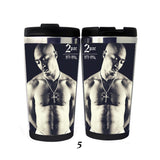 2PAC Tupac Amaru Shakur Hip-Hop Puppet Mug Tumbler Stainless Steel Camping Sports Drink Bottle Gifts