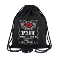 Crazy Bitch Asshole Men Backpack Travel Shopping Drawstring Bags Funny Gym Bag Mens Women's Backpack Gag Gifts