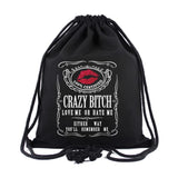 Crazy Bitch Asshole Men Backpack Travel Shopping Drawstring Bags Funny Gym Bag Mens Women's Backpack Gag Gifts