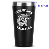 Sons of Odin Valhalla Viking Coffee Mug 20 OZ Stainless Steel Insulated Tumbler Beer Cup Funny Travel Mug Novelty Gift