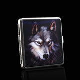 Wolf Leather Pocket Cigarette Tobacco Case Box Holder For Smoking Business Cards Holder Storage Funny Gifts