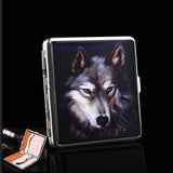 Wolf Leather Pocket Cigarette Tobacco Case Box Holder For Smoking Business Cards Holder Storage Funny Gifts