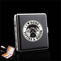 I Love Guns PU Leather Cigarette Case Metal Tobacco Box Holder For Smoking Business Cards Holder Gifts