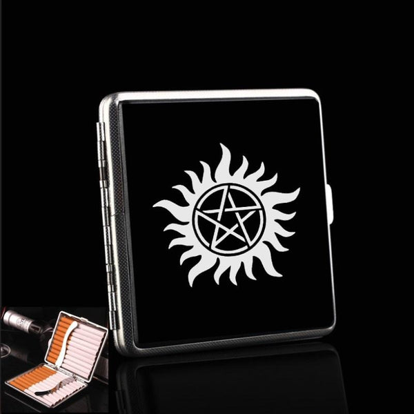 Supernatural Leather Pocket Cigarette Tobacco Case Box Holder For Smoking Business CardsHolder Storage Supernatural Gift
