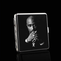 2PAC Tupac Amaru Shakur Leather Pocket Cigarette Tobacco Case Box Holder For Smoking Business Cards  Hip Hop 2PAC Gifts
