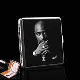 2PAC Tupac Amaru Shakur Leather Pocket Cigarette Tobacco Case Box Holder For Smoking Business Cards Hip Hop 2PAC Gifts