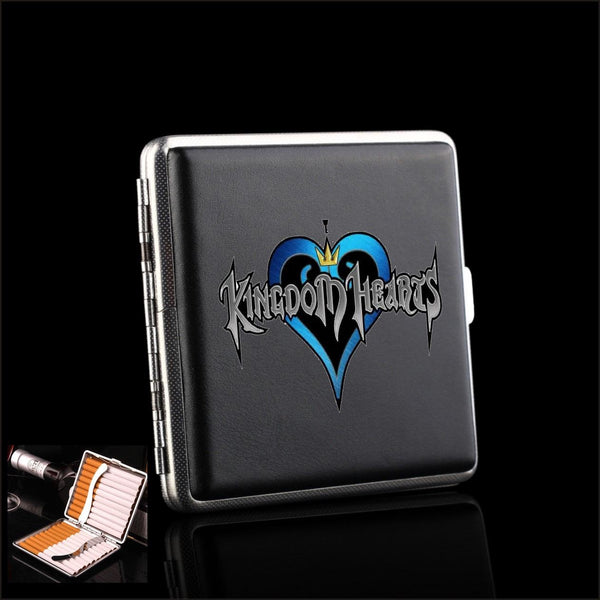 Kingdom Hearts Funny PU Leather Cigarette Case Metal Tobacco Box Smoking Business Cards Holder
