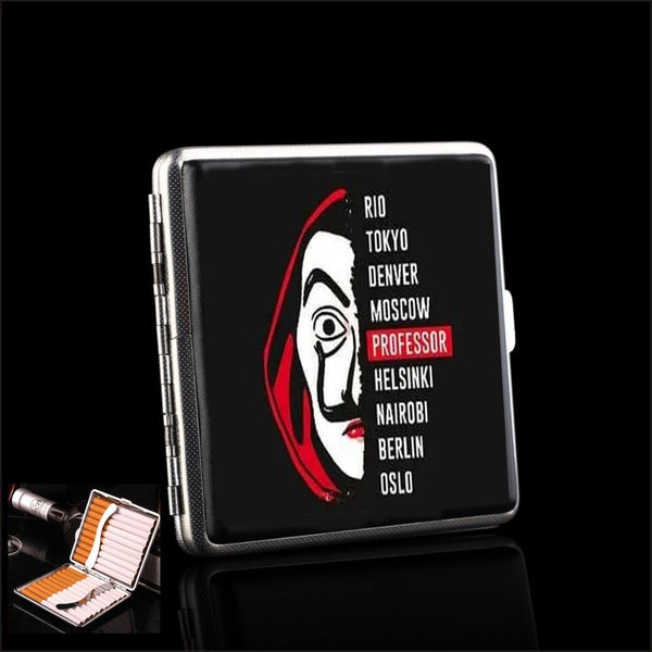 La Casa De Papel PU Leather Cigarette Case Metal Tobacco Box Smoking Business Cards Holder