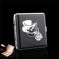 Skull  PU Leather  Cigarette Case Metal Tobacco  Box Business Cards Holder For Smoking  Gifts
