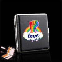 LGBT Pride PU Leather Cigarette Case Metal Tobacco Box Smoking Business Cards Holder Funny Gifts