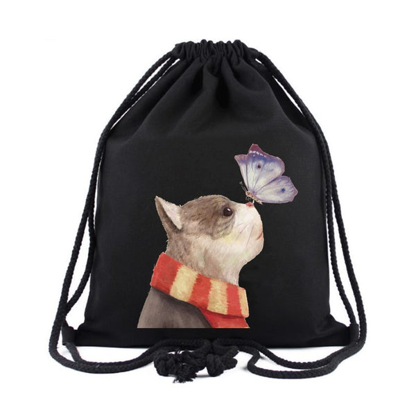 Funny Cat Backpack for Travel Drawstring School Bags Drawstring Bags Gym Bag