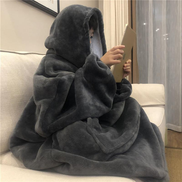 Winter Warm TV Pocket Hooded Blankets Sofa Cozy Blanket Sweatshirt