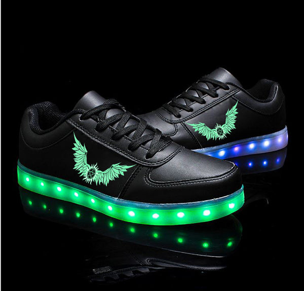 Supernatural Castiel ANGEL WING Shoes Light Up Shoes Unisex Low Top Sneakers Colorful Flashing LED Luminous Shoes Gift
